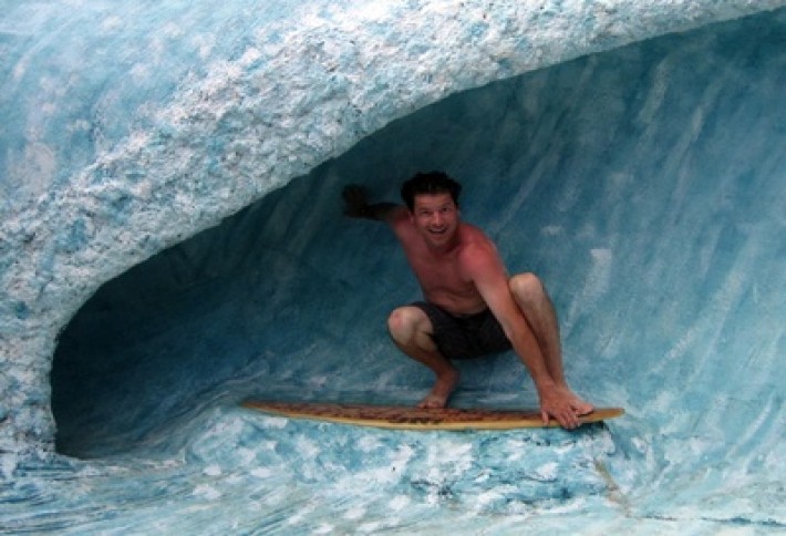 Boyan on a surfboard