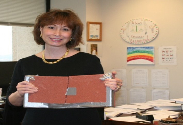 Pattie Millett with brick