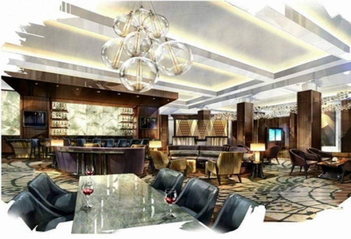 Royal Sonesta lobby lounge rendering